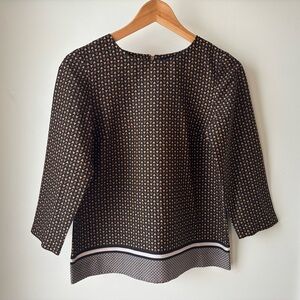 EUC - Retro-Inspired Limited Geometric Print Top (Black and Gold)